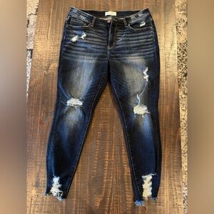 Distressed Blue Jeans dke still mid-rise,slim fit, ankle skinny jeans